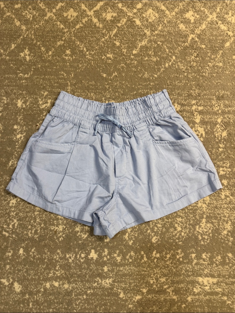 aerie Pastel Blue High-Waist Smocked Drawstring Shorts